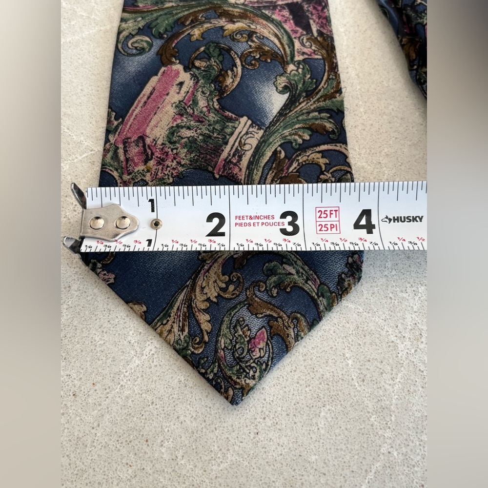 Eaton Men’s Vintage Paisley 100% Silk Tie Baroque Pattern Italian Design Pink - Picture 3 of 8